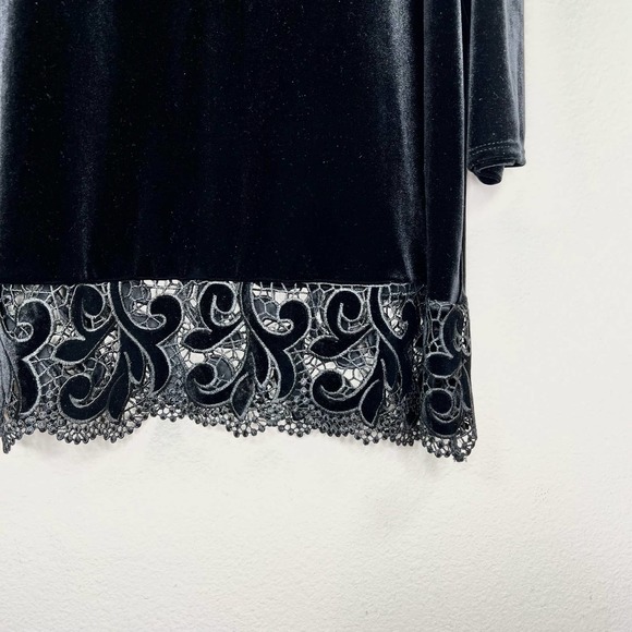 Chico's Black Velvet Top with Lace Trim Size 3 (US 16/18) - Picture 6 of 15